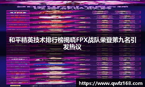 和平精英技术排行榜揭晓FPX战队荣登第九名引发热议