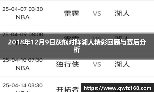 2018年12月9日灰熊对阵湖人精彩回顾与赛后分析