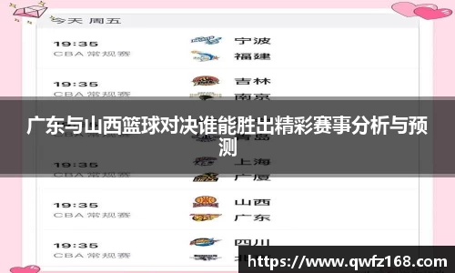 广东与山西篮球对决谁能胜出精彩赛事分析与预测