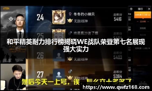 和平精英耐力排行榜揭晓WE战队荣登第七名展现强大实力